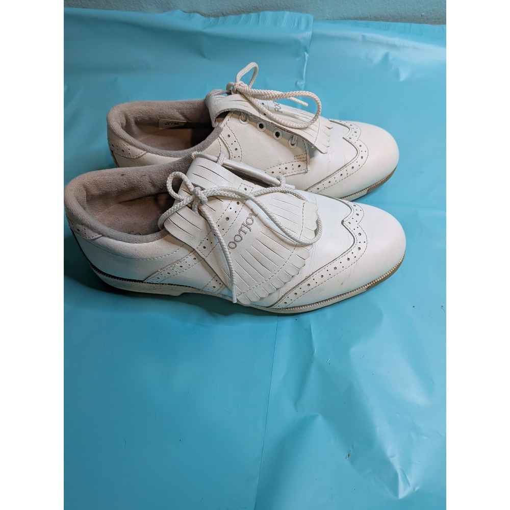 FootJoy SoftJoys 98566 Womens 6.5 W White Leather Wingtip Kiltie Golf Shoes